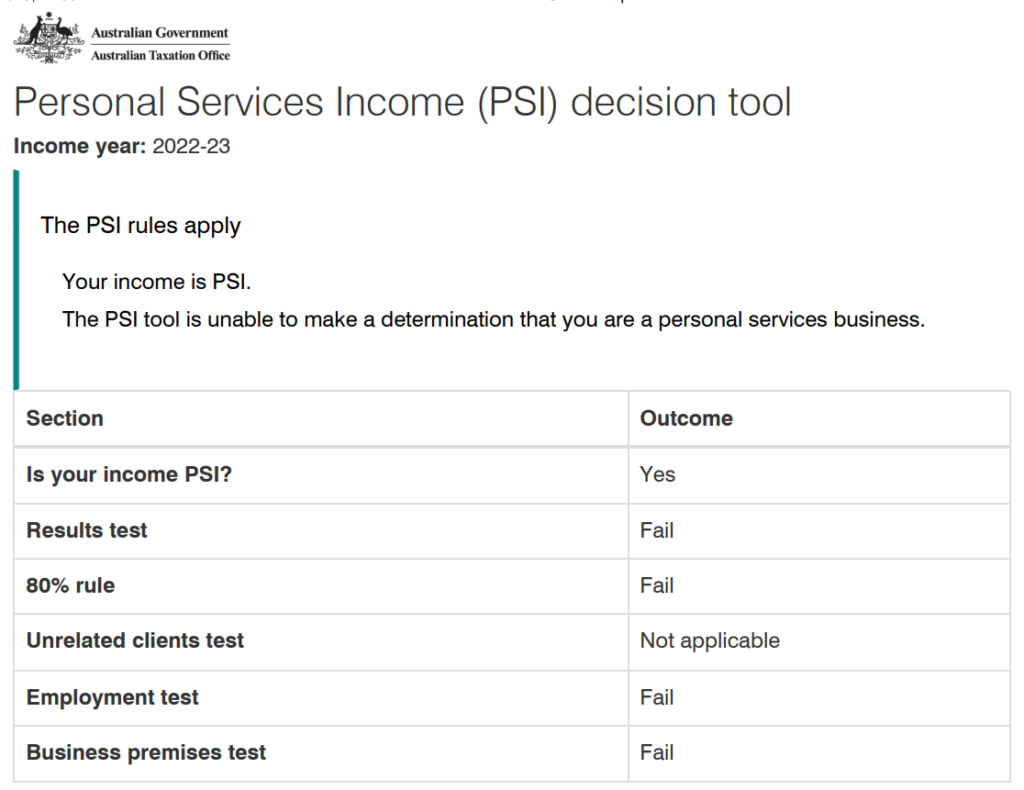 Personal Services Income PSI for engineerign consultancy