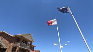 Malta and European union flags at Maltese Embassy in Canberra Australia