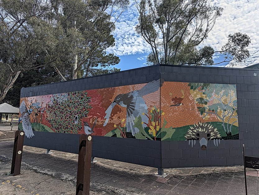 Roadside mural mosaic with Australian animals