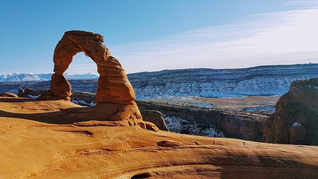 Late-winter selfie at Delicate Arch Trail in Arches National Park