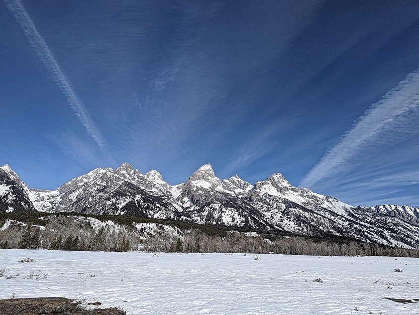 South Middle Grand Teton in Grand Teton National Park with blue skies