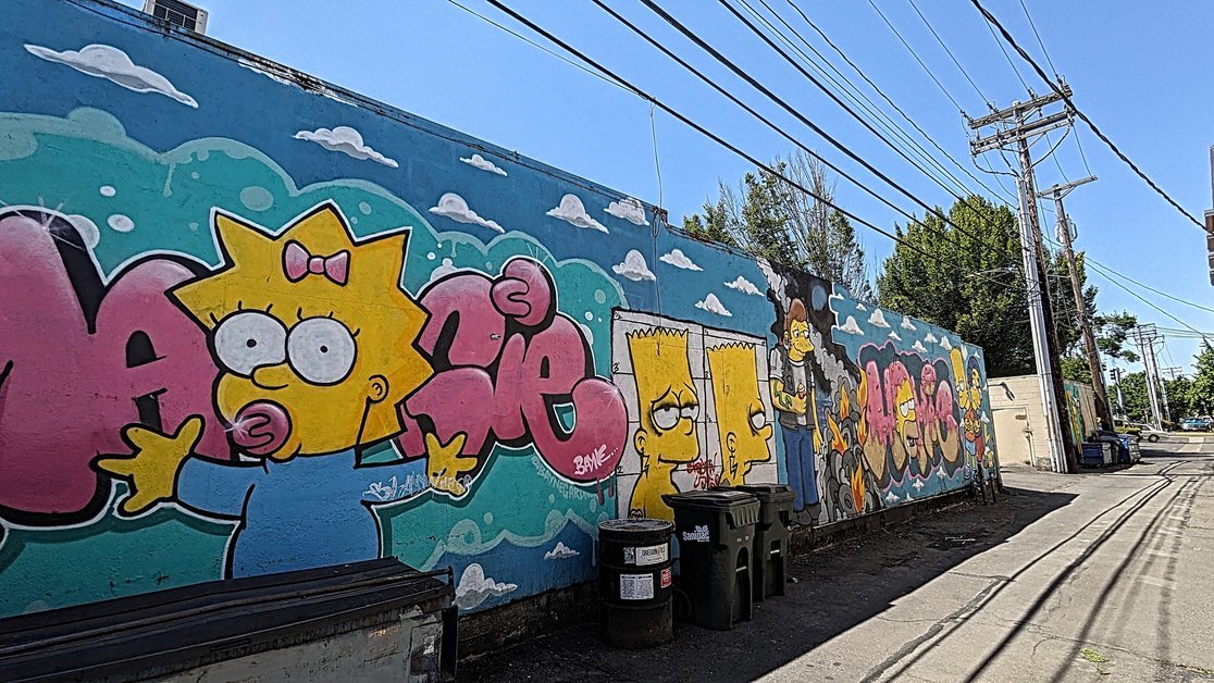 Maggie Simpson Street Art in Springfield Maggie Street Art