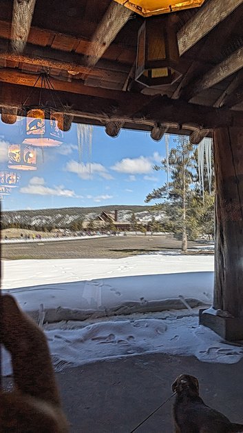 Winter Scene at Old Faithful Yellowstone National Park Visitor Centre