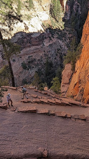 Hiking Walters Wiggles switchbacks in Zion National Park