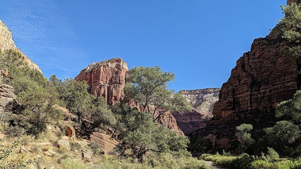 Zion National Park Angels Landing Hike view from west rim trail base