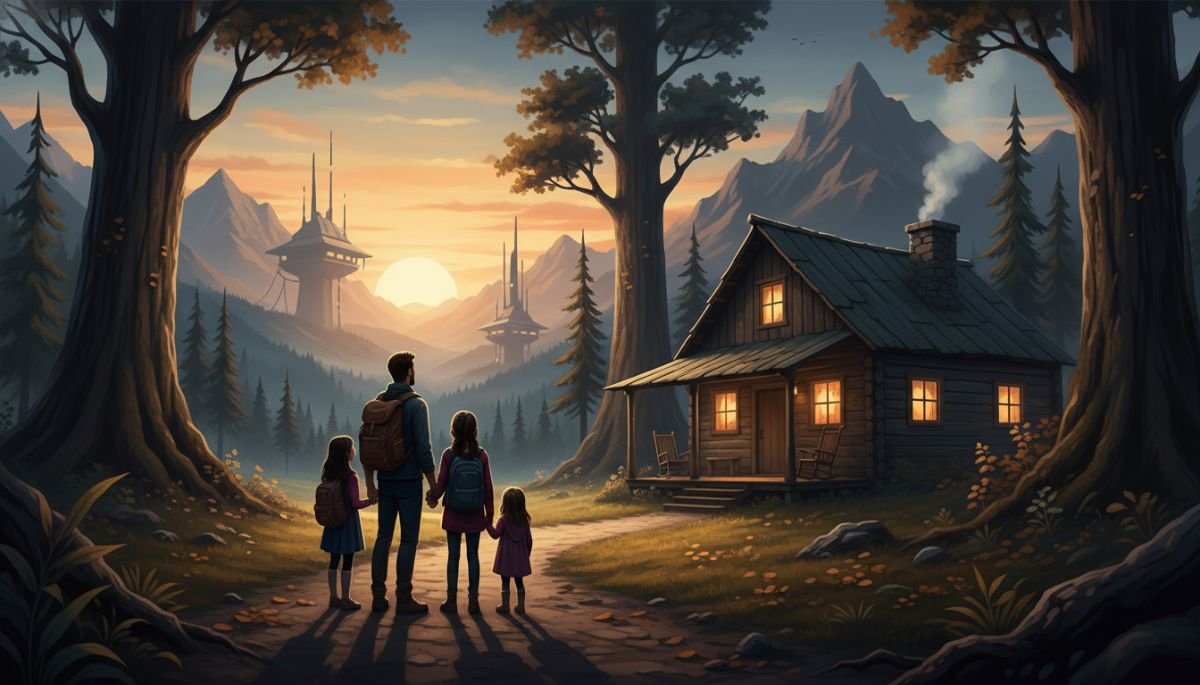 A warm, cozy family gathering at home, emphasizing the value of relationships over material wealth in 2025.